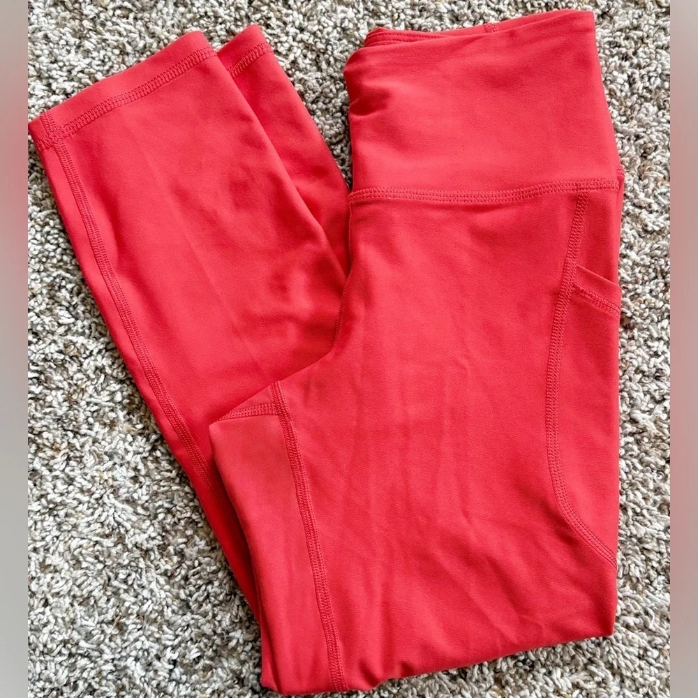 5/20$ Old Navy Girls Active Power Soft High Rise Red Leggings Pockets XS